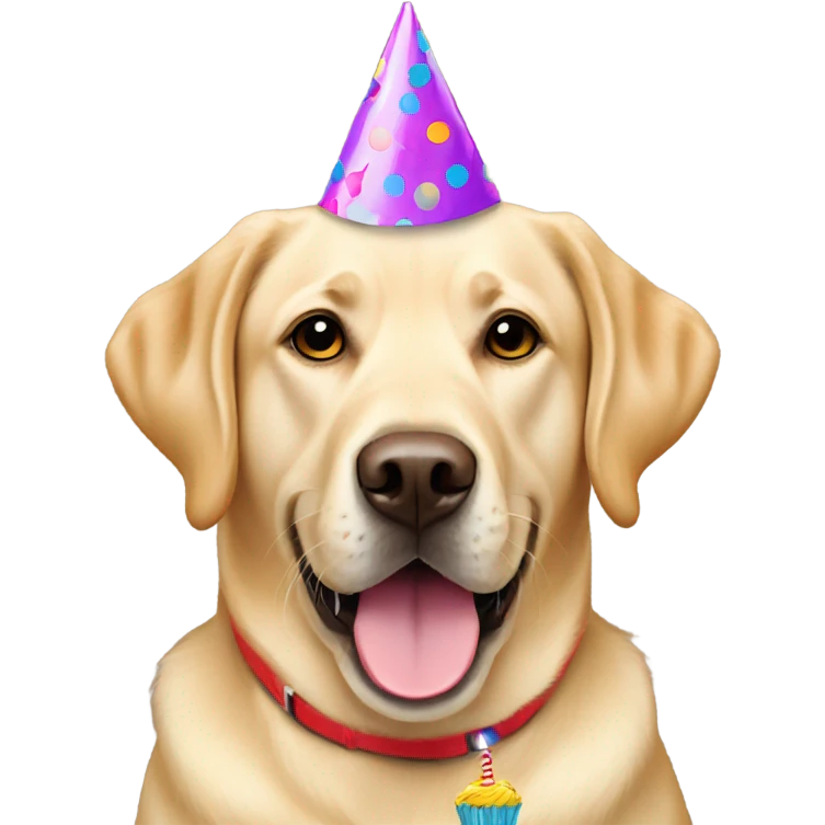 Labrador retriever golden in birthday hat emoji