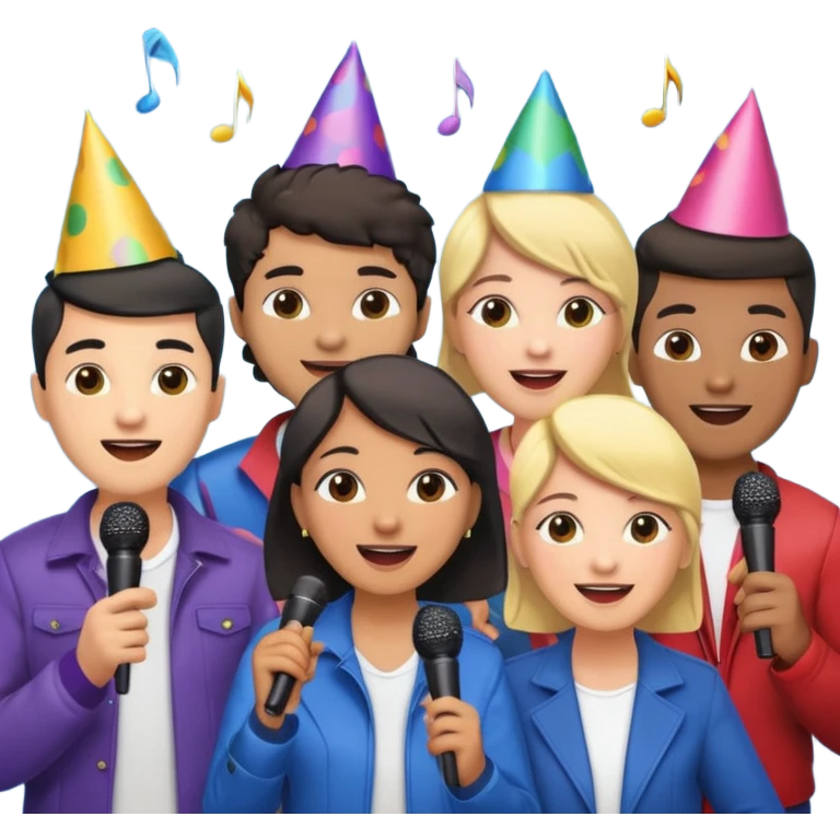 mixed race and ethnicity karaoke night emoji