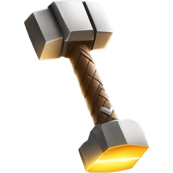 thor hammer with llighting strike but the lightning and the hammer should be golden and glow with a white effect emoji