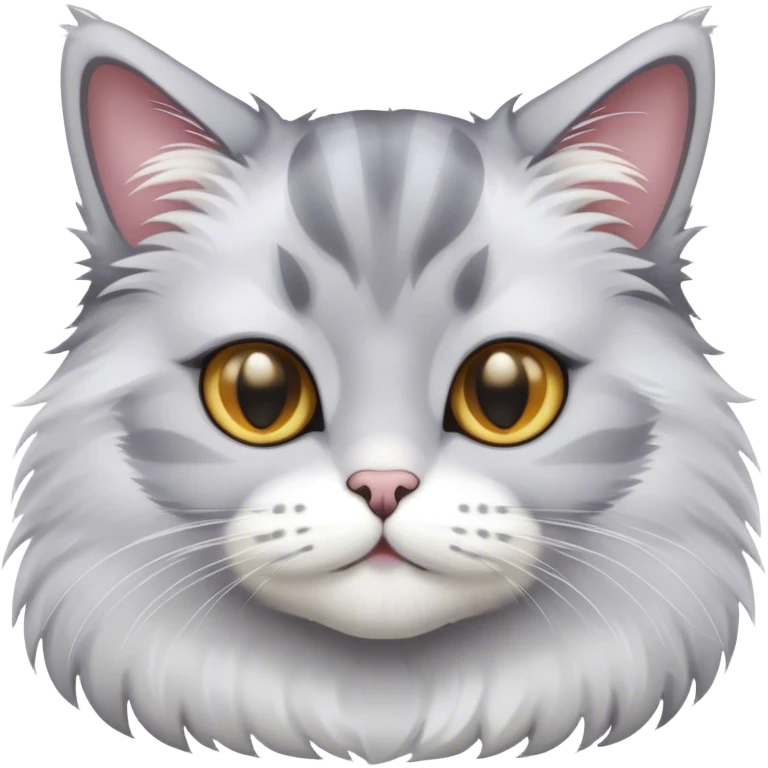 Grey and white hairy cat  emoji