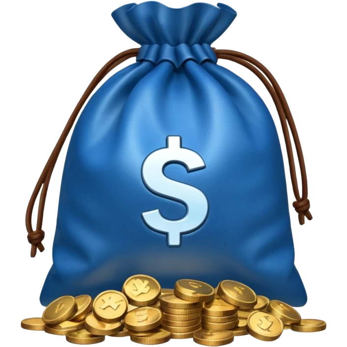 blue coins outside a money bag  emoji