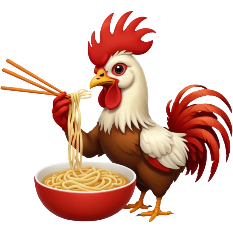 rooster eating noodle emoji
