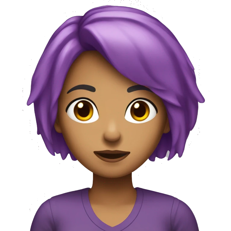 chica con pelo violeta y cara de susto emoji