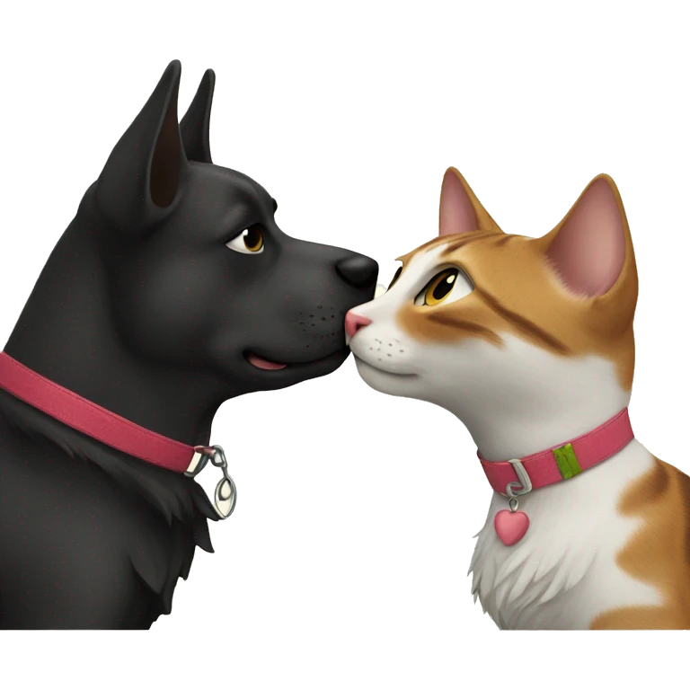 Dog and cat kiss emoji