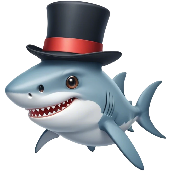 Shark with a top hat emoji