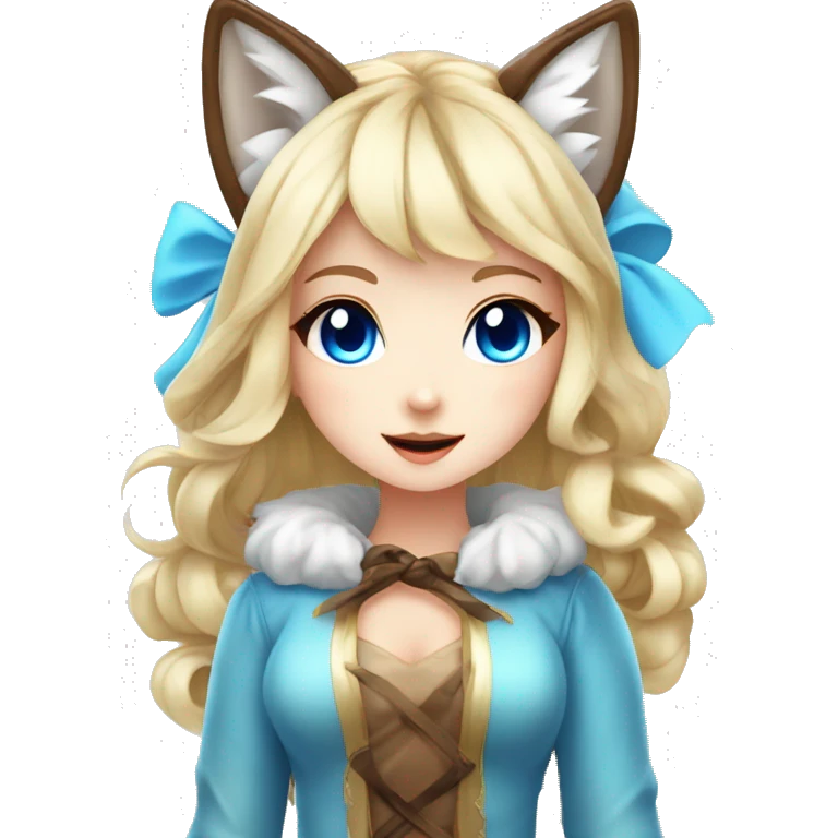 Anime chibi girl blonde with candy in the hair and fox ears blue eyes halloween princess emoji