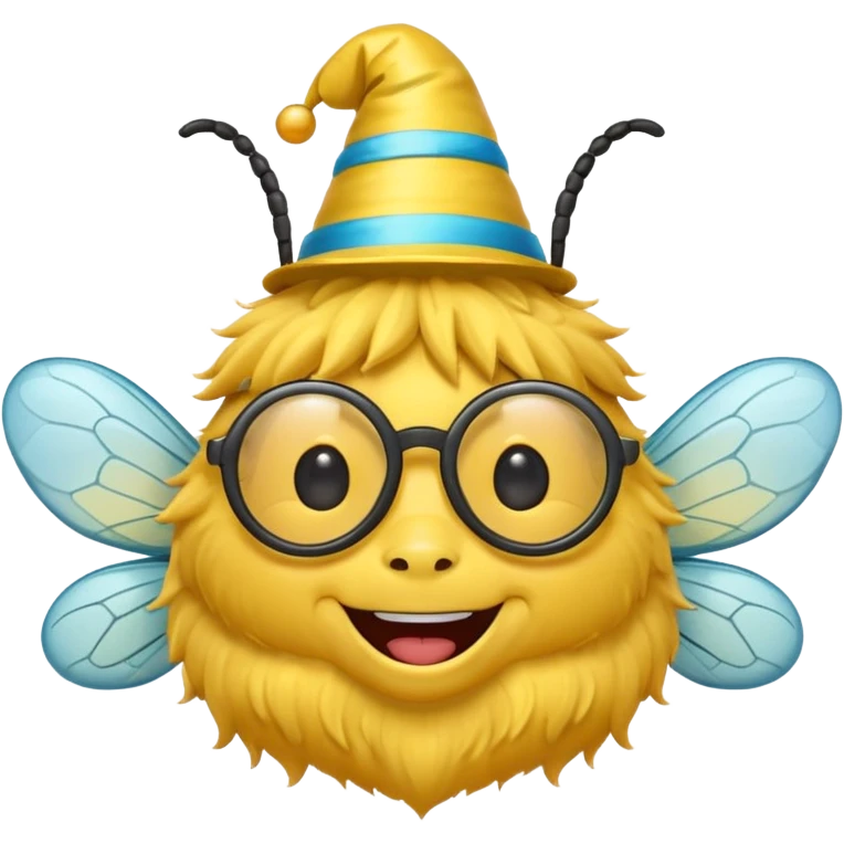 party hat bee with glasses emoji