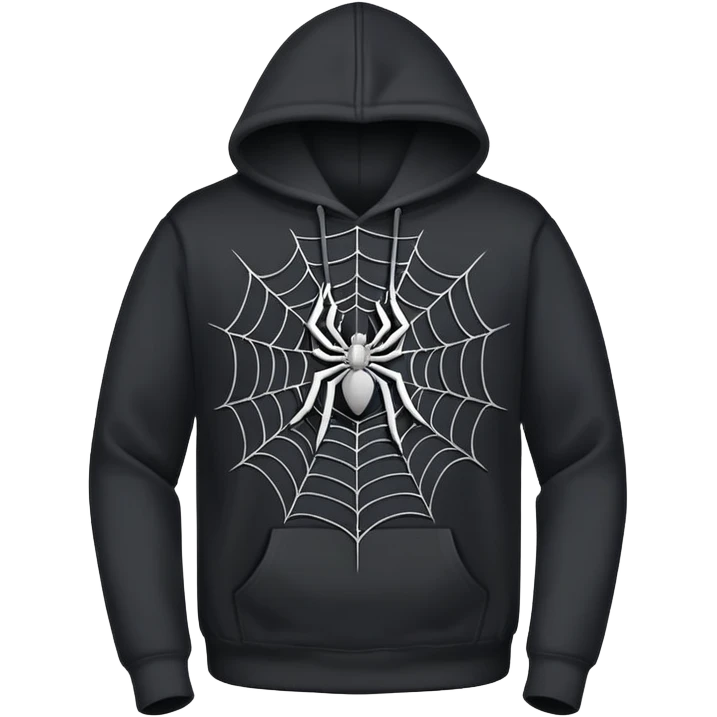 black hoodie with a grey spider web emoji