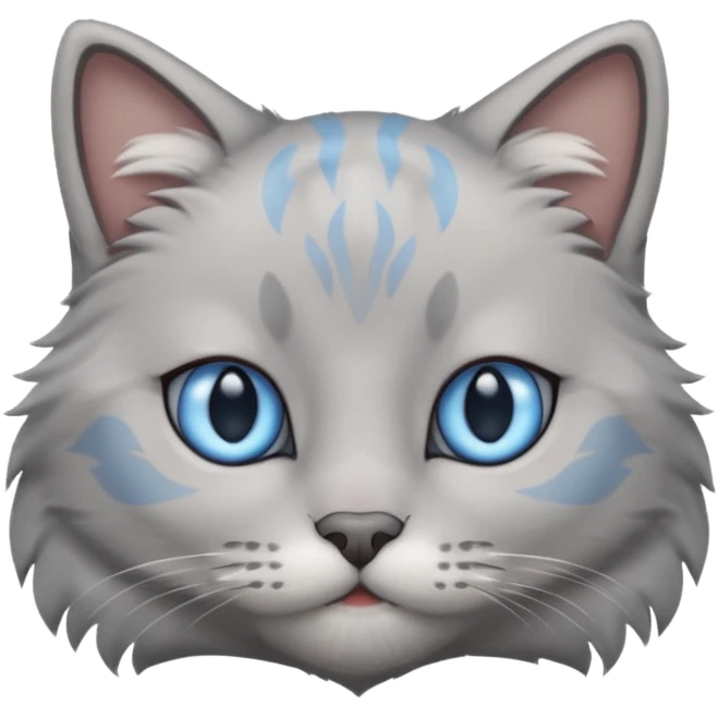 a gray cat with blue eyes on its FOREHEAD emoji