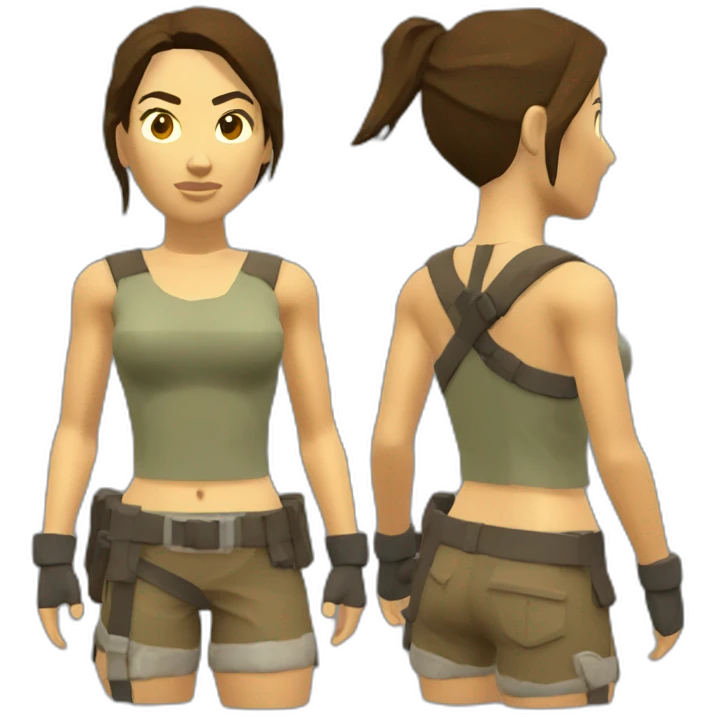 very low poly tomb raider, upper body emoji