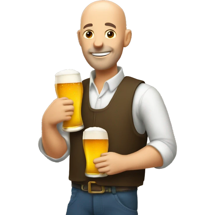 bald farmer with beer emoji