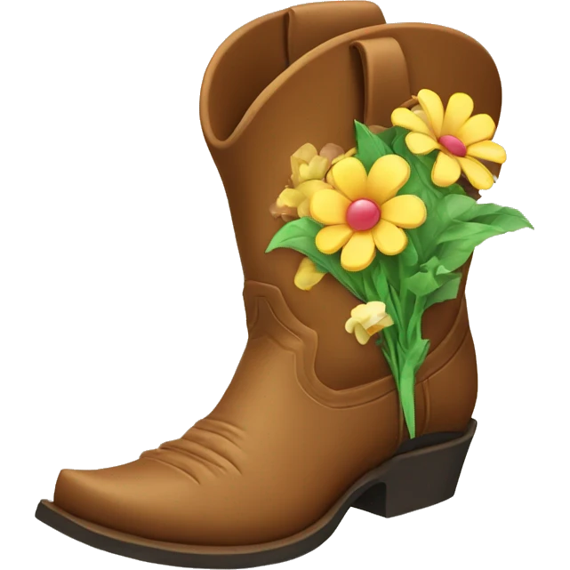 Cowboy boot with flowers coming out of the top emoji