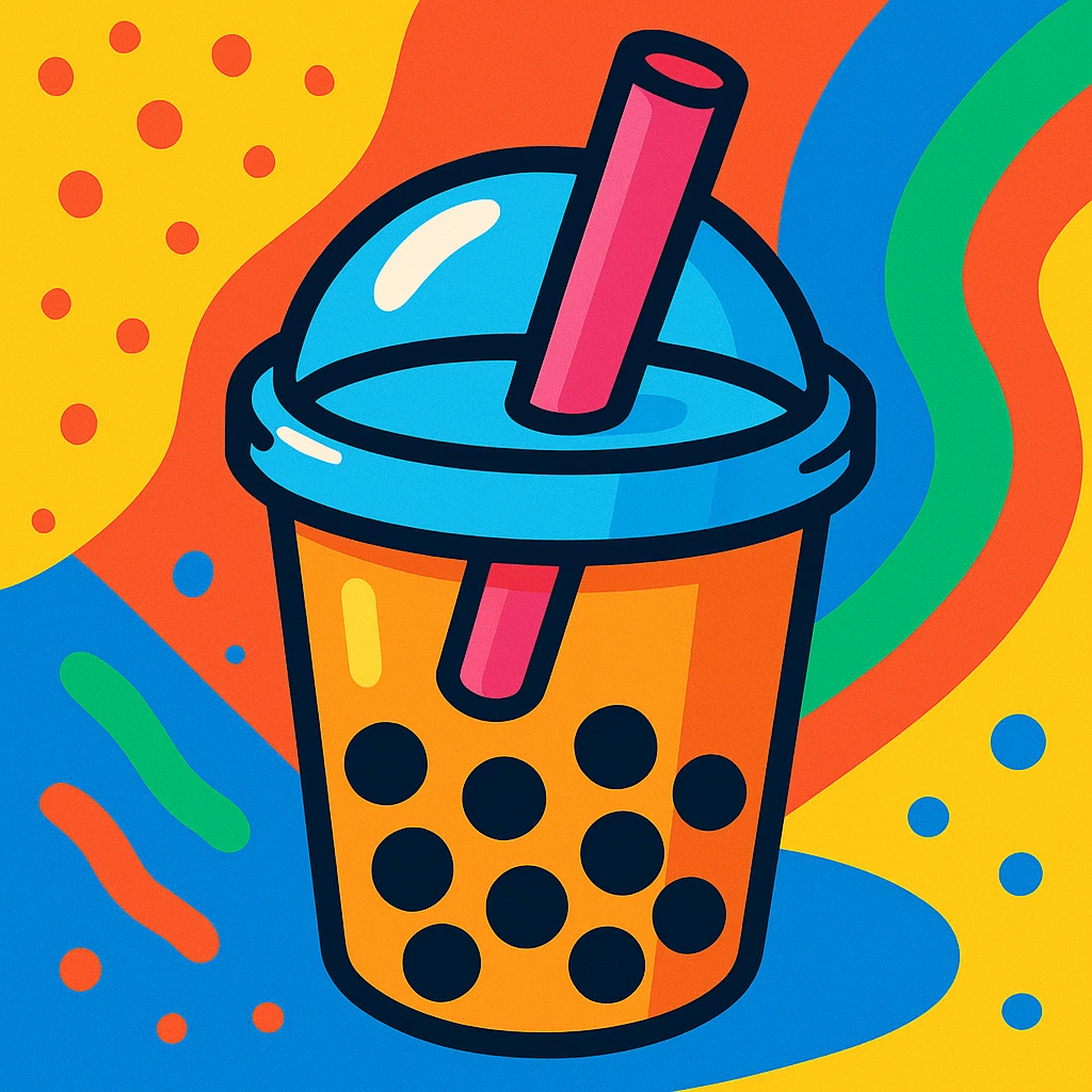 vibrant toon style bubble tea emoji
