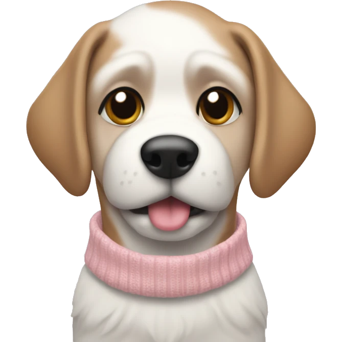 Dog in a light pink and white Christmas sweater  emoji
