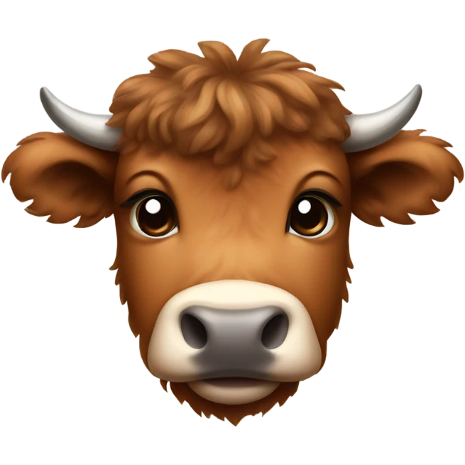 brown fluffy baby scottish cow with a small bow on head emoji
