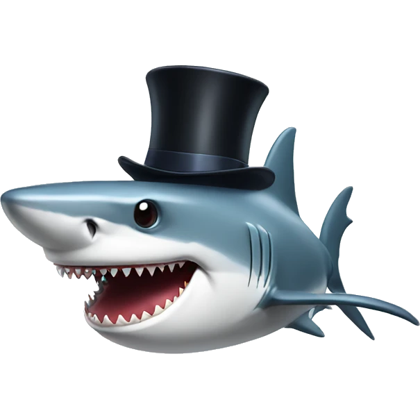 Shark with a top hat emoji