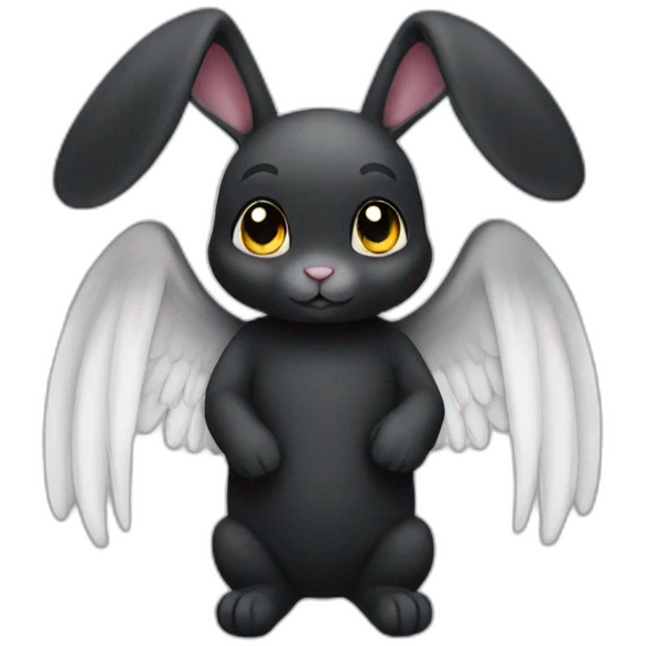 Black rabbit angel emoji