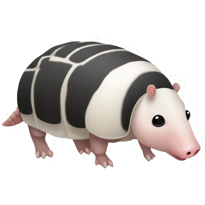 Black and white piebald chubby round rotund armadillo pig panda centipede armadillo  emoji