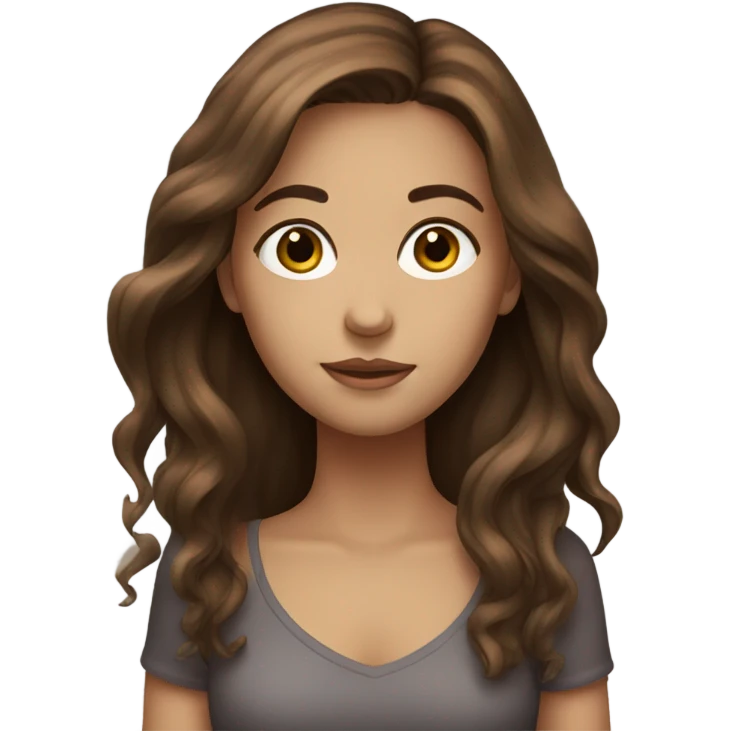 realistic girl with brown hair emoji