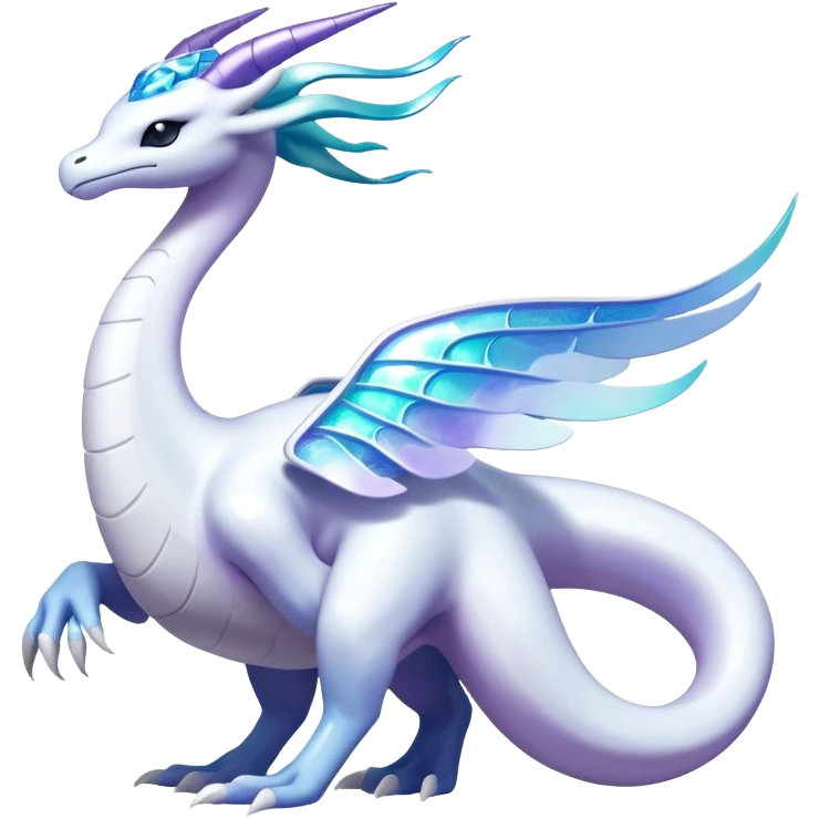 Futuristic lugia-dragonair-suicune-hybrid, full body emoji