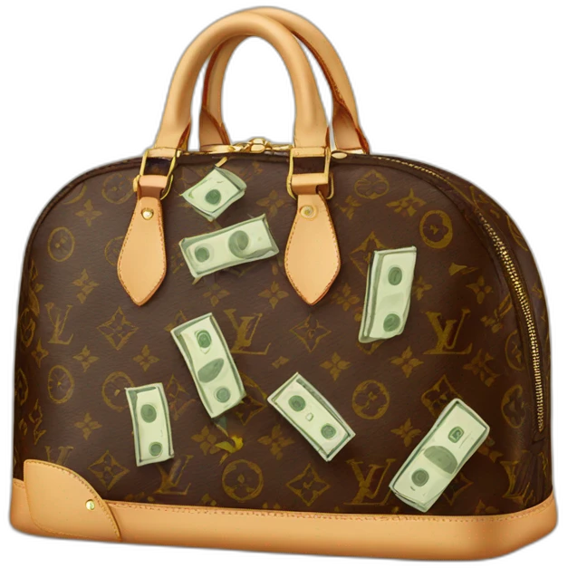 Louis vuitton bag with money emoji
