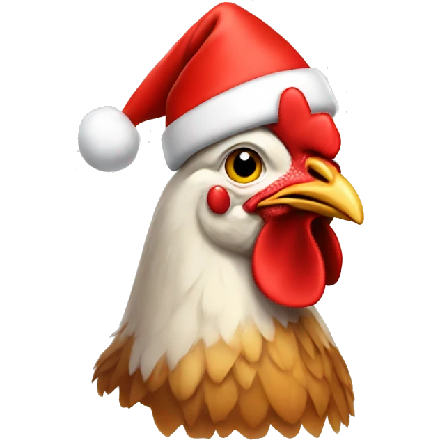 Chicken with a christmas hat  emoji