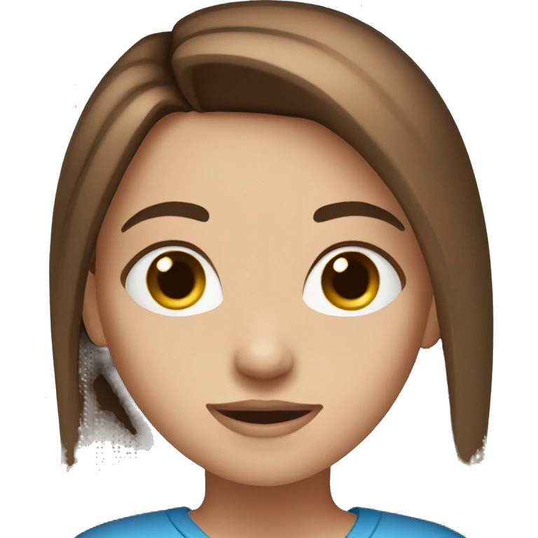 Girl with straight brown hair and blue eyes  emoji