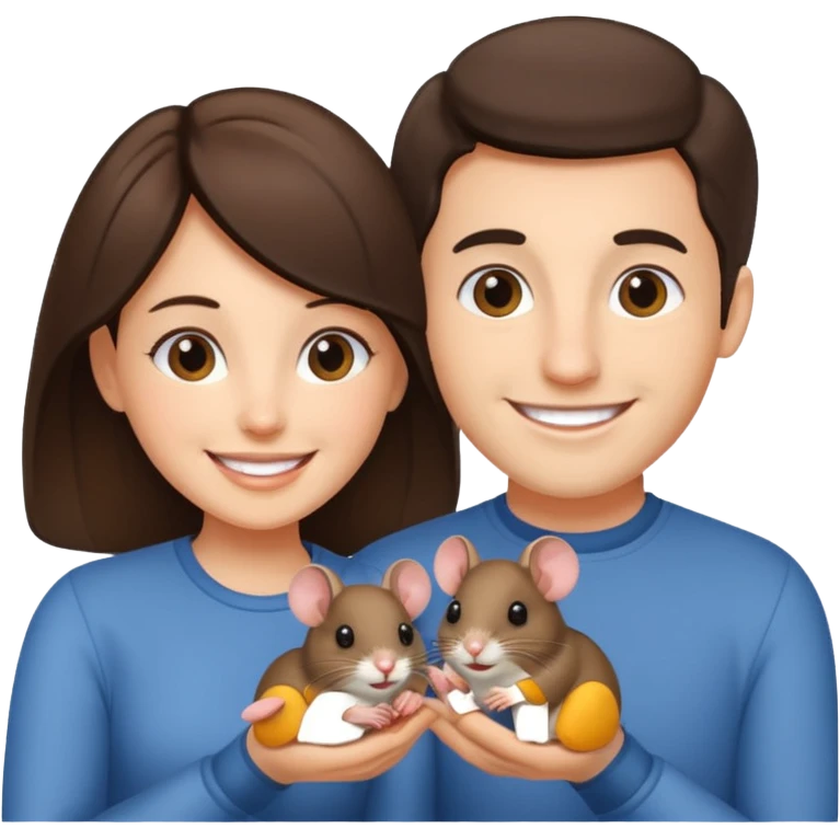 brunette couple with pet mouse  emoji