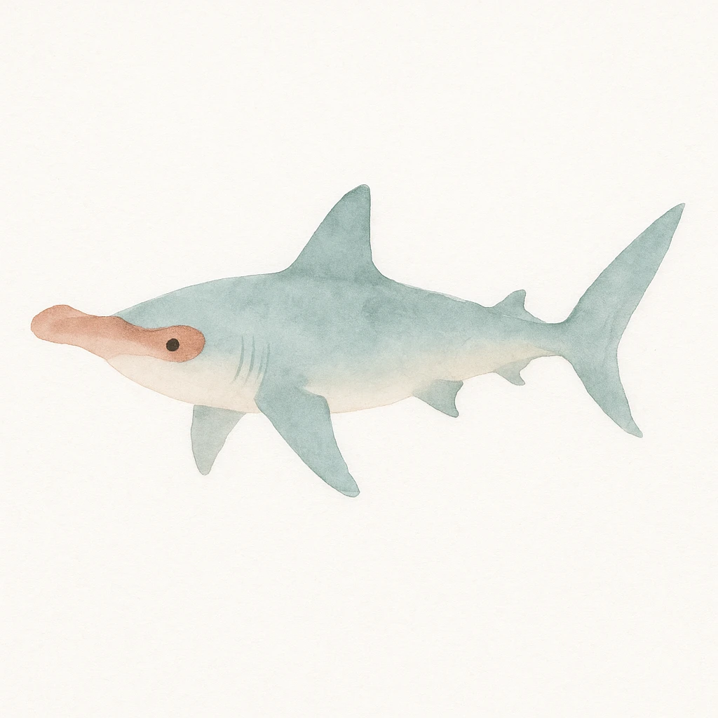 hammerhead shark, watercolor illustration emoji