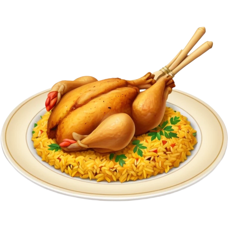 Emoji with biryani and a chicken leg piece in a plate emoji