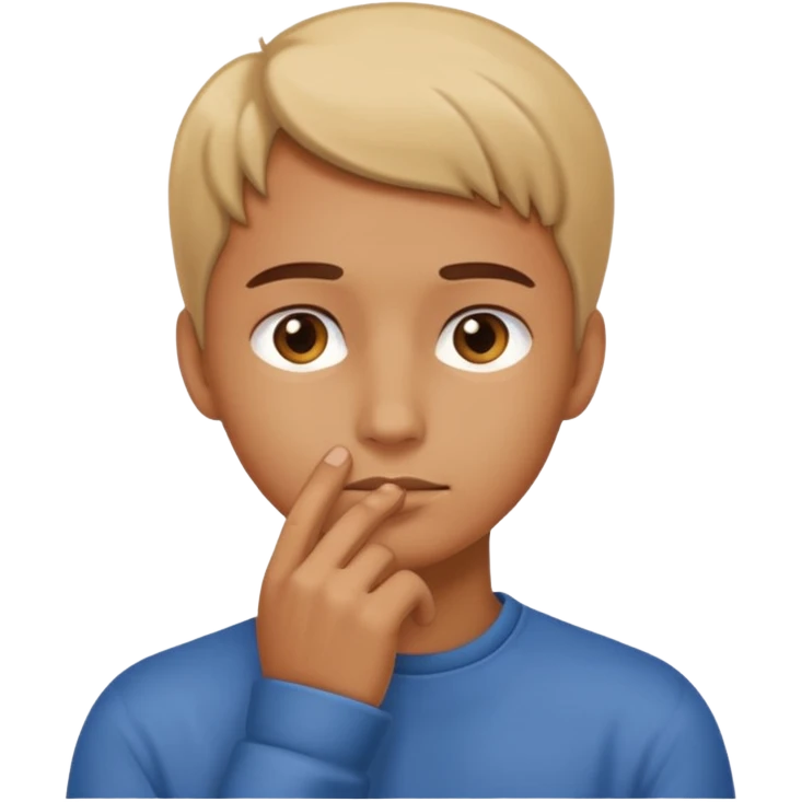 The expression must be that of someone thinking, with their hand touching their chin. emoji