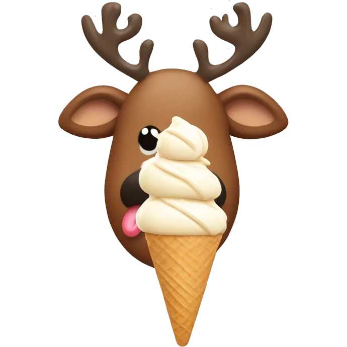 Reindeer eating ice cream emoji