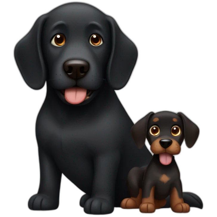 big black dog with small Brown dog emoji