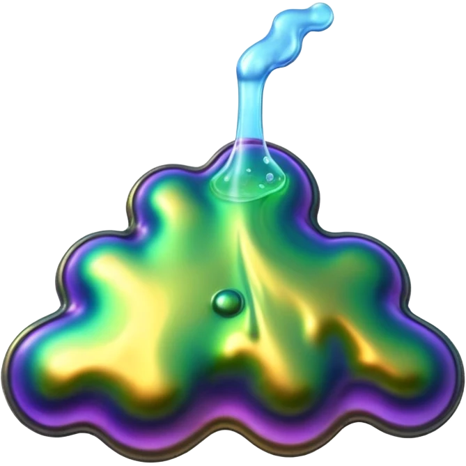 3D render of Oil Slick, toxic waste aesthetic, bubbling liquid, industrial warning texture. emoji
