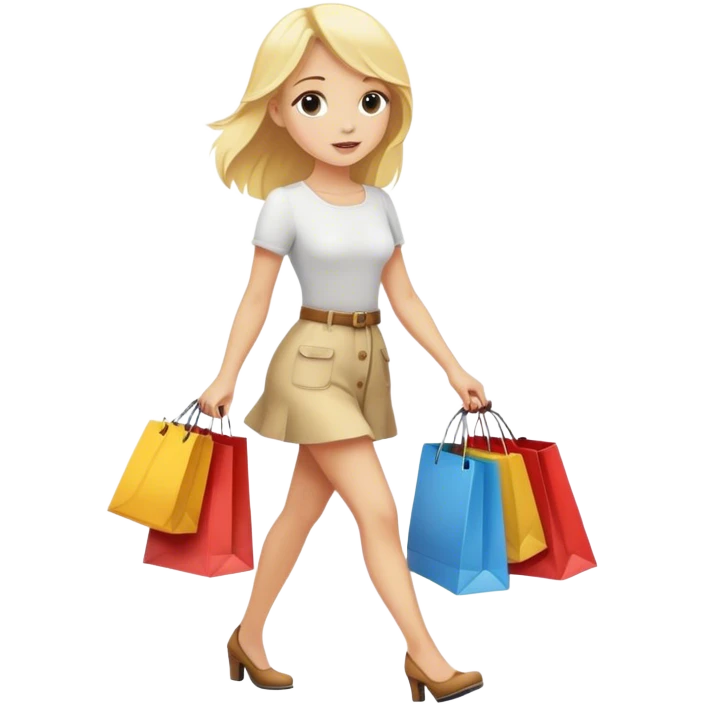 Blonde girl walking with shopping bags emoji