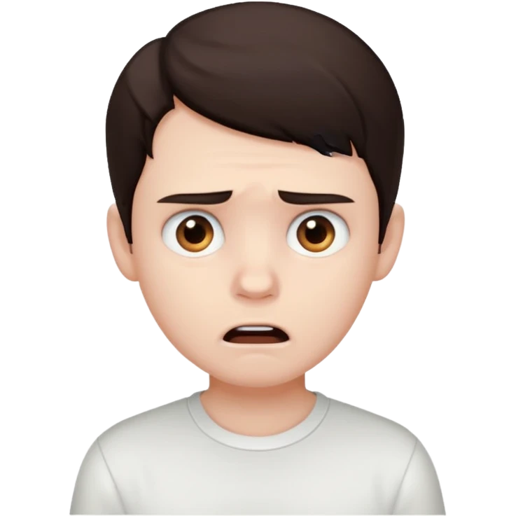 zombie scared boy with dark brown hair and white shirt emoji