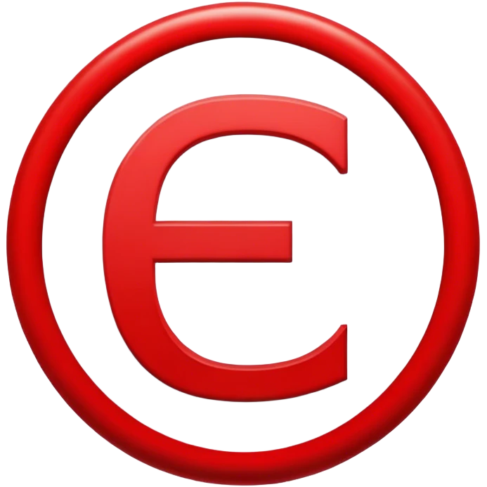 A white letter E in a full red circle emoji
