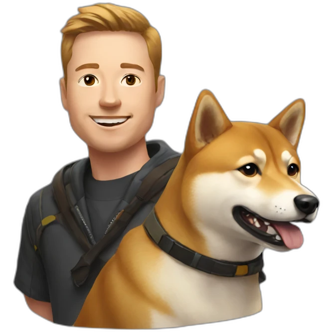 Elon with a shiba emoji