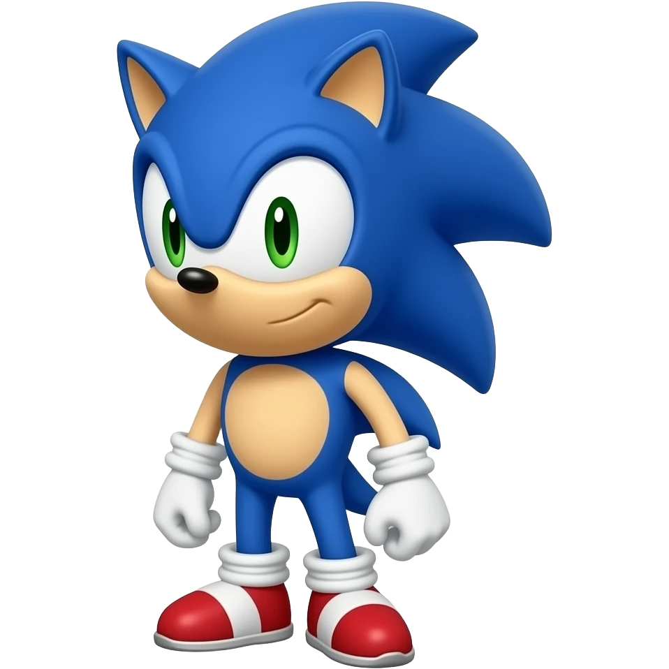 Blue gaming hedgehog character with red shoes and peach-colored muzzle, expressive face, premium emoji style emoji