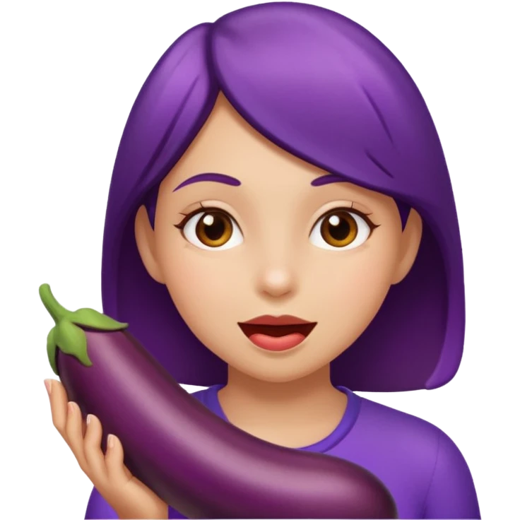 Eggplant in girls mouth emoji