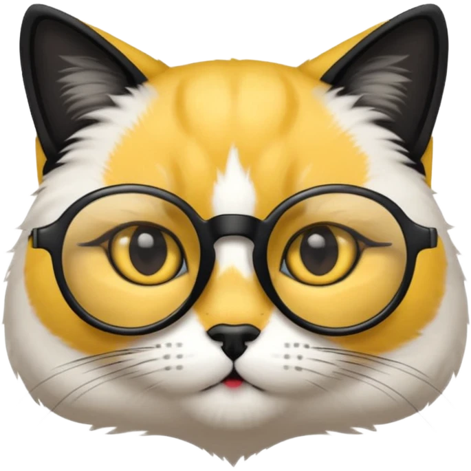 chat blanc à lunette noir emoji