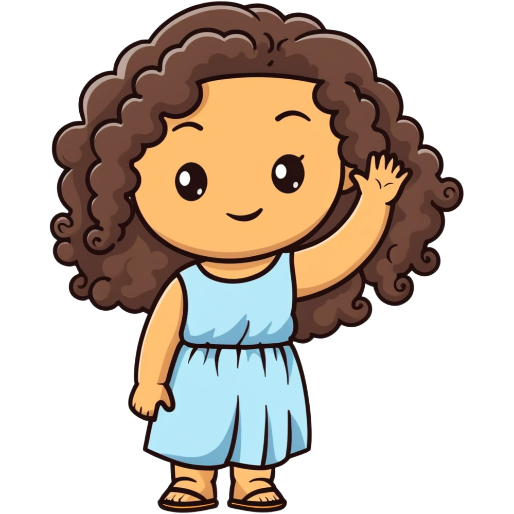 attractive Greek woman with long curly dark brown hair and light skin emoji