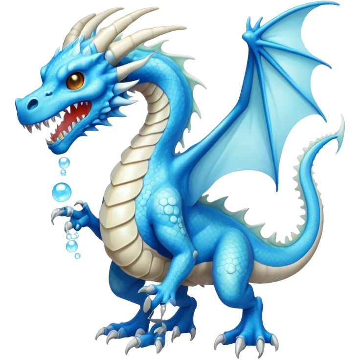 a electric bone dragon with blue teeth breathing bubbles (full body) emoji