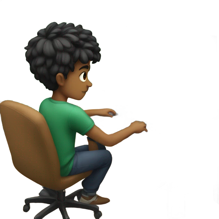 Boy gaming with a big set up emoji