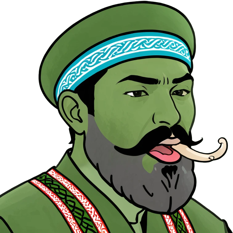 uzbek bearded man with national outfit licking his lips emoji