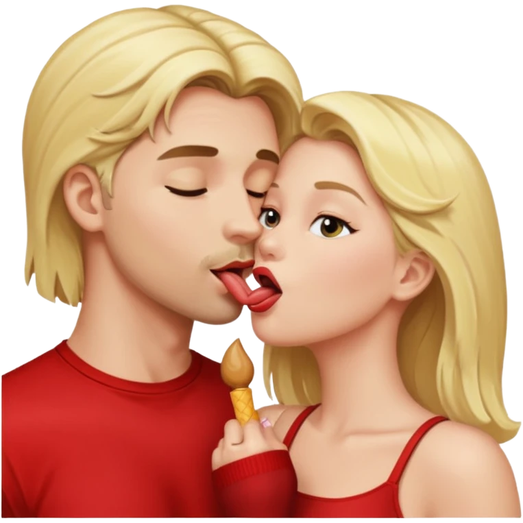 naked blonde woman licking naked man emoji