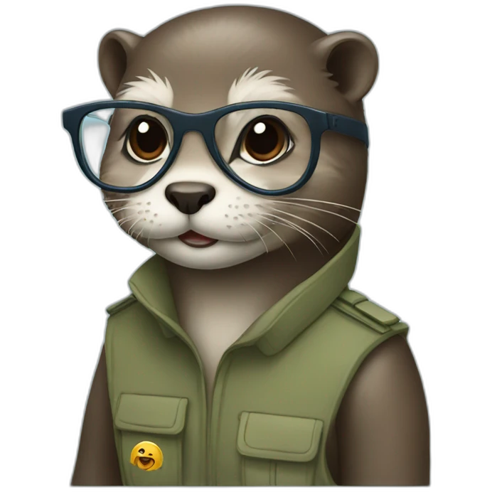 female vet otter with glasses use a macbook emoji
