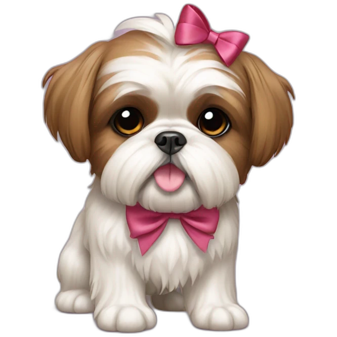 Dog Shih Tzu with a bow on head full-body emoji