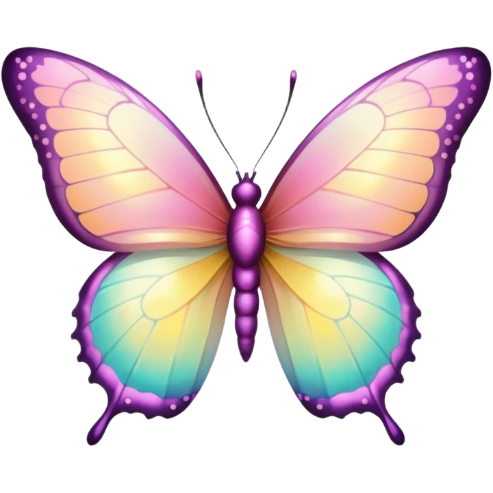 Pastel whitish light pale iridescent pink-yellow-gradients shiny sparkly glittery fine nice gorgeous colorful bufferfly emoji