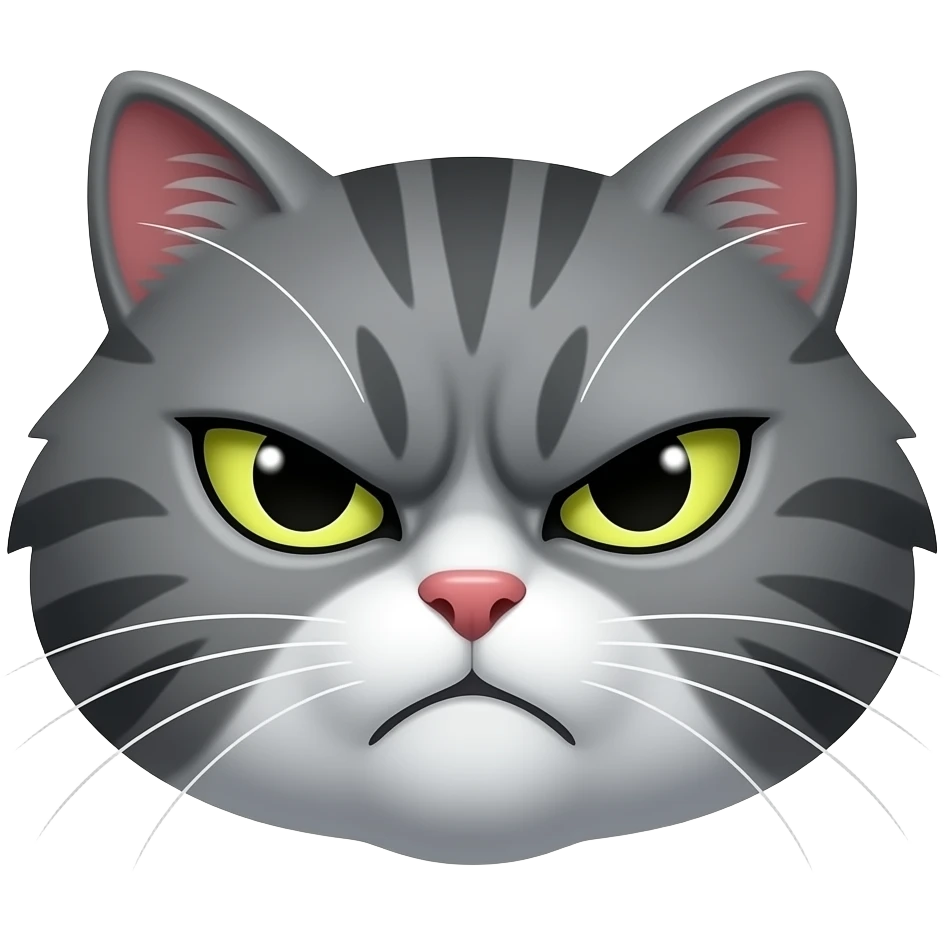 Angry grey cat face emoji